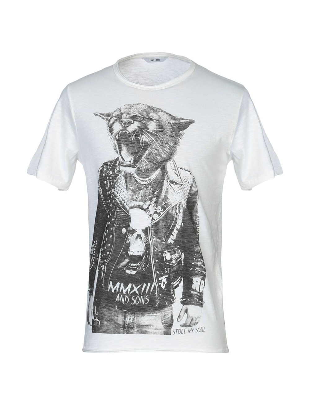 Designer White Graphic Tee with Black Punk Panther Print